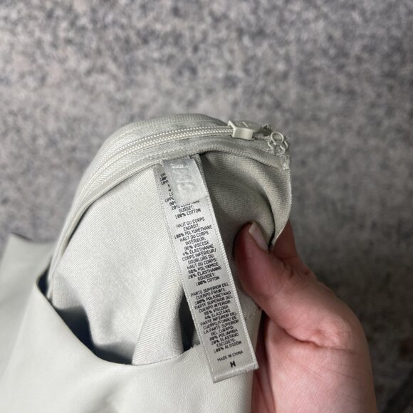 Wilfred Free Bodysuit Womens Medium Light Gray Faux Leather Sleeveless Stretch - Picture 7 of 9